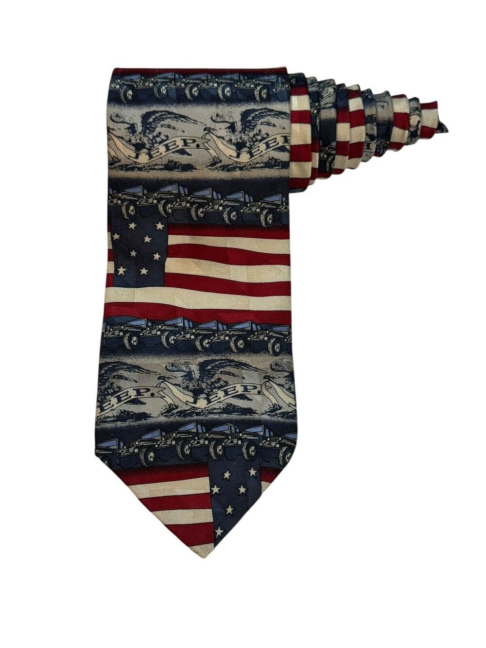 Jeep There’s Only One American Flag Eagle Vintage Novelty Necktie Silk